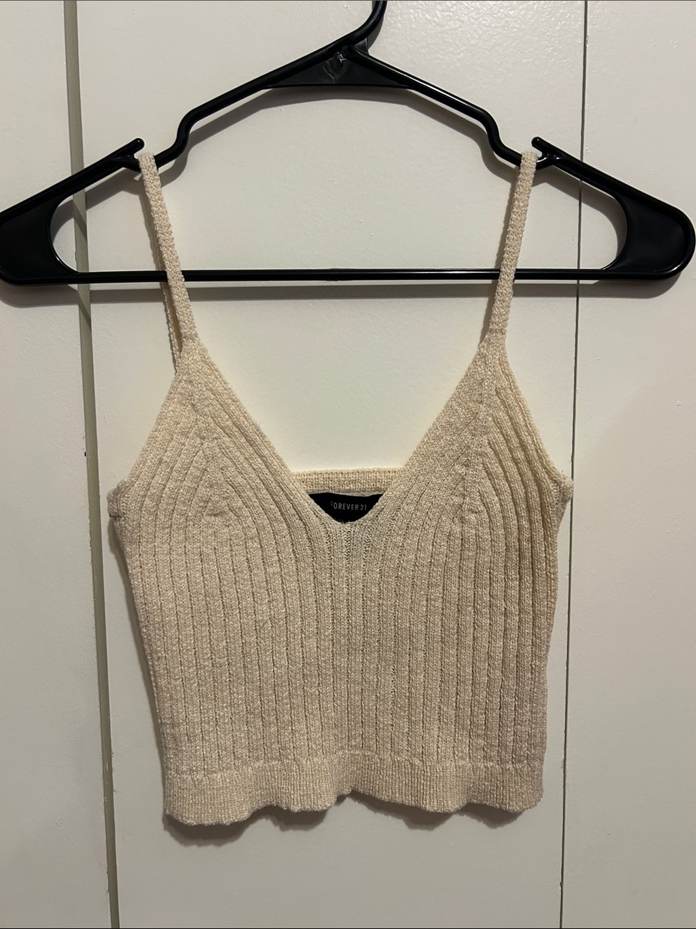 Forever 21 Beige Ribbed Knit V-Neck Cami